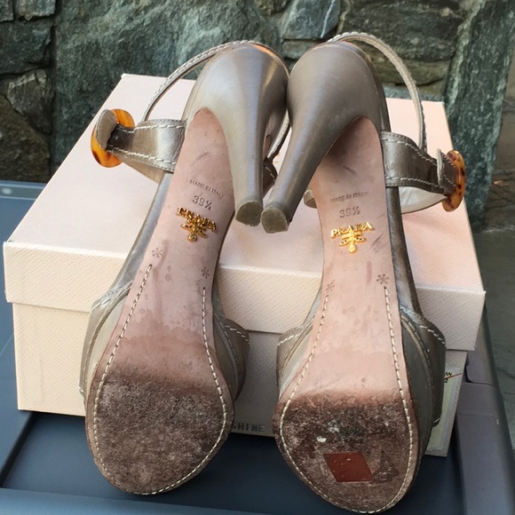 Prada Taupe Platform Sandal Heels - Picture 7 of 11